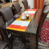 میز ناهارخوری۶نفره|میز و صندلی غذاخوری|رودبنه, |دیوار