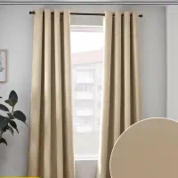 پرده والون ساده رنگ کرم بدون پانچ