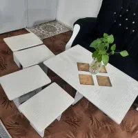 میز وسط با ۴ تا عسلی رنگ سفید|مبلمان خانگی و میز عسلی|قزوین, |دیوار