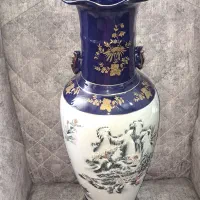 گلدان چینی سرمه ای قدیمی