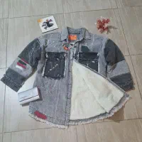 کاپشن پالتو بارونی هودی کت جین لی کتان تدی|لباس|تهران, ایران|دیوار