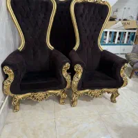 مبلمان سلطنتی ۴ نفره چوب گردو ورق طلا