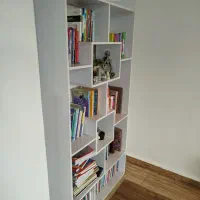 کتابخانه MDF سفید های گلس|کتابخانه، شلف، قفسههای دیواری|رشت, رشتیان|دیوار
