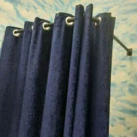 پرده مخمل سرمه ای با رگال