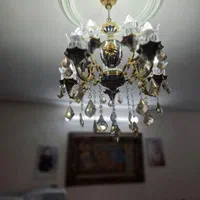 لوستر برنج ابکاری شده 5شاخه.10 شعله در حد نو|لوستر و چراغ آویز|تهران, ارامنه|دیوار