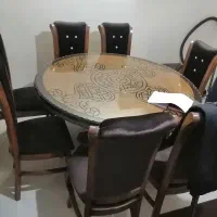 میز نهار خوری 8نفره چرخان تمام چوب گردو