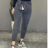 شلوار لی مام استایل زنانه رنگ ذغال سنگی نونو