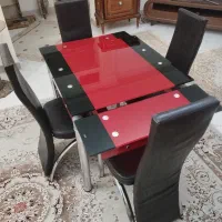 میز وصندلی ناهار خوری شیشه‌ای 4نفره