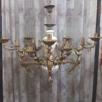 لوستر برنجی اصل آیینه و شمعدان قدی برنجی|لوستر و چراغ آویز|تهران, نیروی هوایی (پیروزی)|دیوار