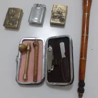 فندک و زنجیر نقره ای سه تا پیپ دست ساز