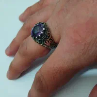 انگشتر آمتیس صددرصد معدنی با رکاب نقره ۹۲۵ حمزه