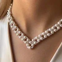 گردنبند مروارید ساده و شیک