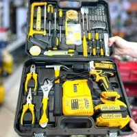 ست ابزار و دریل شارژی ۲۴ ولت چکشی 118 پارچه