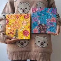 ست دوتایی تابلو فانتزی برجسته فانتزی آتش و آب