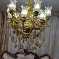 لوستر ۱۲ شعله شاه ملکه فرشته برنز برنجی