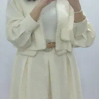 کت و دامن شیک با کمربند مرواریدی ست لباس