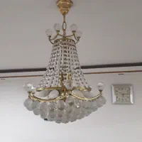 لوستر کریستالی برنجی آویز سقفی|لوستر و چراغ آویز|صومعه‌سرا, |دیوار