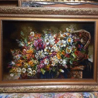 تابلو فرش دستباف گلدان ریخته زیبا اعلاgolha