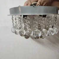 لوستر سقفی کریستالی هم LED وهم لامپ شعمی ۴۰ سانتی