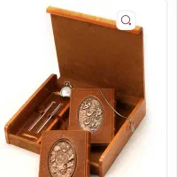 ست قرآن و حافظ و ساعت استیل و خودنویس چرم مشهد