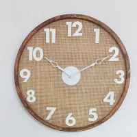 ساعت دیواری مینیمال از چوب حصیر بامبو طبیعی