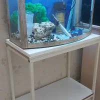 آکواریوم شیشه خم با تمام وسایل و پایه فلزی وMDF