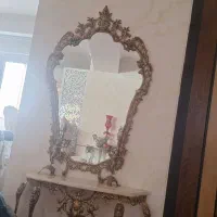 آینه وشمعدان برنز سنگین وزن وسایز بزرگ وساعت