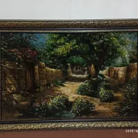 تابلو فرش کوچه باغ اردکان و خلقت آدم|تابلو فرش|یزد, |دیوار