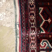 دو تخته قالیچه ریز بافت تمام پشم طبیعی قدیمی