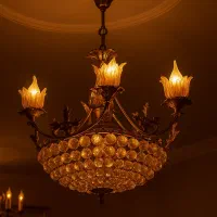 لوستر مدل صدف رنگ برنزی 10 شعله