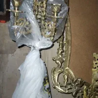 آینه و شمع دان برنجی