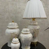 ست جینجر جار به همراه آباژور دارای لعاب صدفی