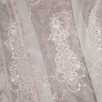 پرده تور پنل  پلیسه دستک مخمل سورمه ای و یاسی ۳۲۰c