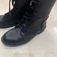 بوت ساقه دار بنددار وکنار زیپ مشکی سایز ۳۹|کیف، کفش، کمربند|گلپایگان, |دیوار