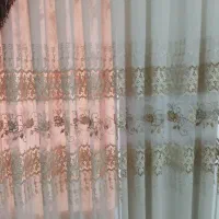 فروش پرده کتان ابریشم ب همراه شال وکتیبه|پرده، رانر، رومیزی|میاندوآب, |دیوار