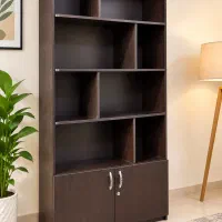 کتابخانه و قفسه دکوراتیو چوبی با کمد درب دار