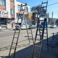 نردبان ۹ متری فلز محکم کشویی و چهار پایه ای