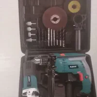 ست دریل چکشی و مینی فرز با کیف حمل و لوازم