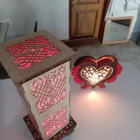 آباژور چوبی چراغ دار