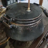 دیگ مسی گلابگیر عرق گیر همراه با کندانسور آبی مسی