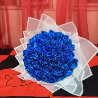 گل رز روبانی آبی کاربنی