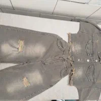 کراپ کت و شلوار شافل جین بسیار شیک و مجلسی دخترانه