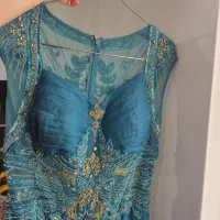 پیراهن مجلسی کارشده رنگ کله غازی