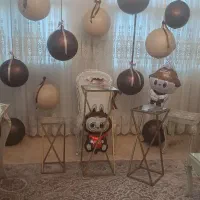 بادکنک فویلی اوربز کرم و قهوه ای با روبان