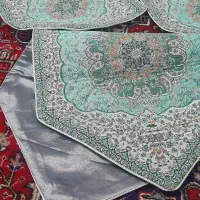 رومیزی رانر ابریشم و ترمه سبز فیروزه ای|پرده، رانر، رومیزی|رشت, گلزاران|دیوار