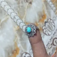 انگشتر نقره با نگین فیروزه قدیمی