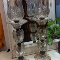 یه جفت شمعدان کریستال وبرنج