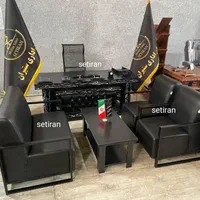 مبلمان اداری دسته طلایی چرم پارچه|دفتر کار|آبعلی, |دیوار