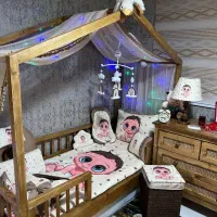 تخت کلبه ای چوبی کودک نوجوان خشابی کشویی