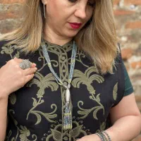 گردنبند دستساز هندی رنگ ترکیب سنگ وروکش نقره|زیورآلات و اکسسوری|رشت, بلوار گیلان|دیوار